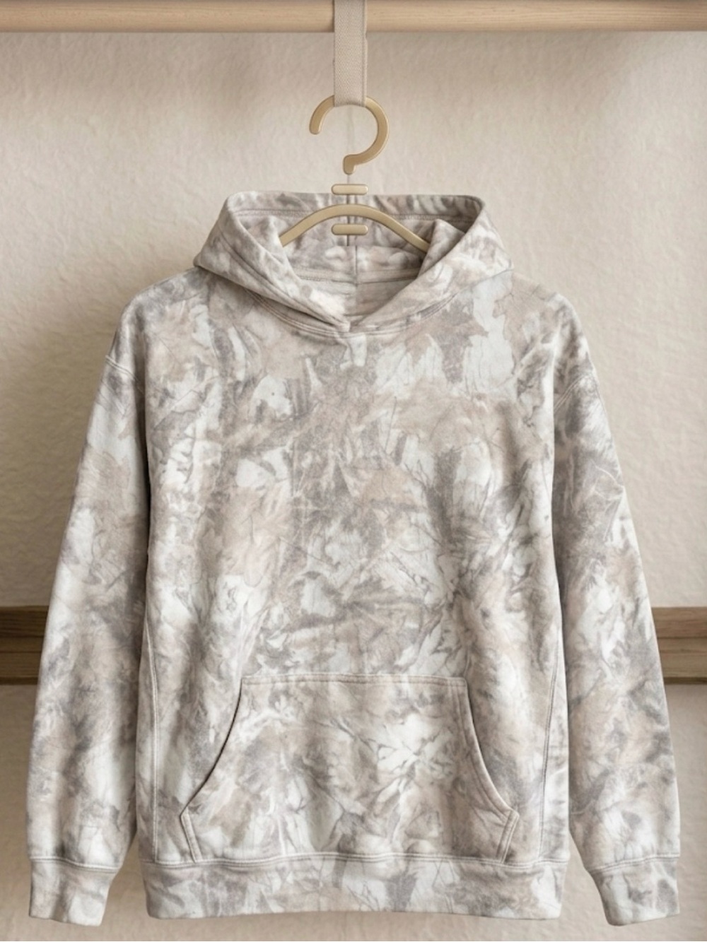 Amazon Tie-Dye Hooded Sweatshirt in Beige and Gray